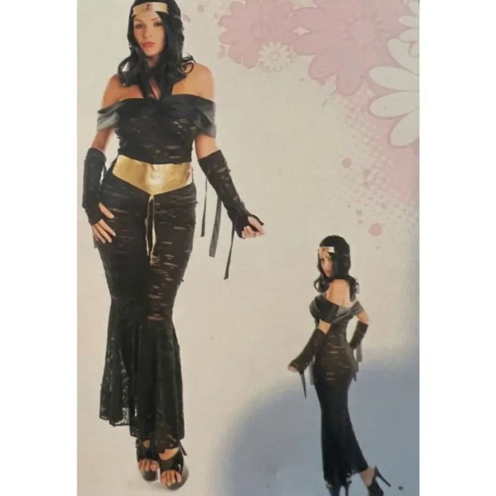Queen Of The Nile Halloween Costume Black Size Medium New 3 Piece